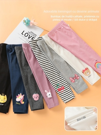 Colanți pentru fetițe, material din bumbac amestec, 92% bumbac, talie medie, primăvară-toamnă, vârstă 1–3 ani