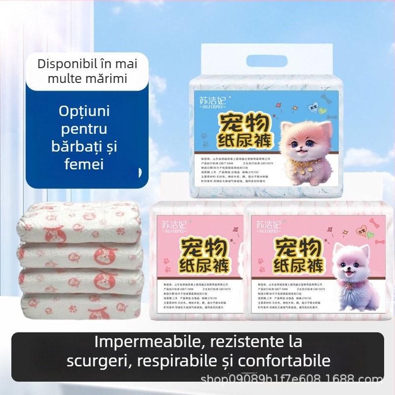 Scutece pentru câini Su jiefei pentru animale de companie — material nețesut cu folie PE, pachet 10 bucăți, marcă privată autorizată