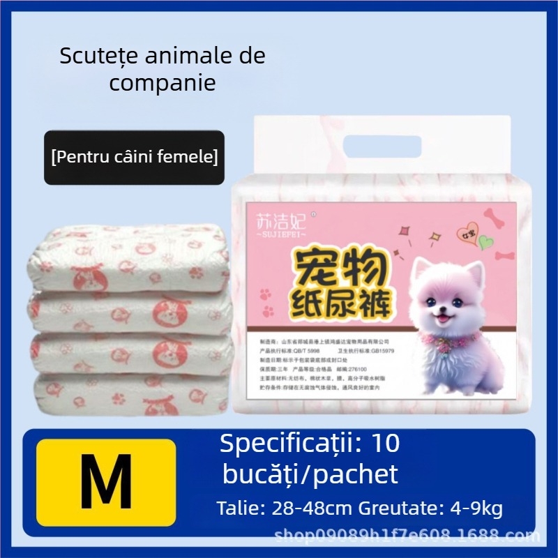 Scutece pentru câini Su jiefei pentru animale de companie — material nețesut cu folie PE, pachet 10 bucăți, marcă privată autorizată