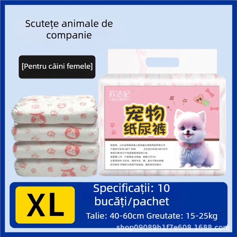 Scutece pentru câini Su jiefei pentru animale de companie — material nețesut cu folie PE, pachet 10 bucăți, marcă privată autorizată