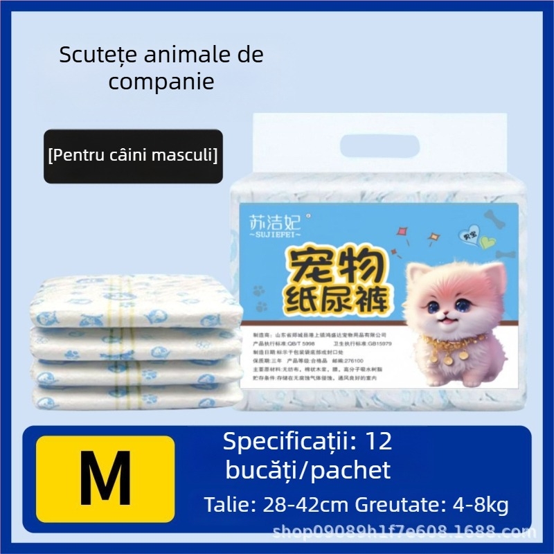 Scutece pentru câini Su jiefei pentru animale de companie — material nețesut cu folie PE, pachet 10 bucăți, marcă privată autorizată