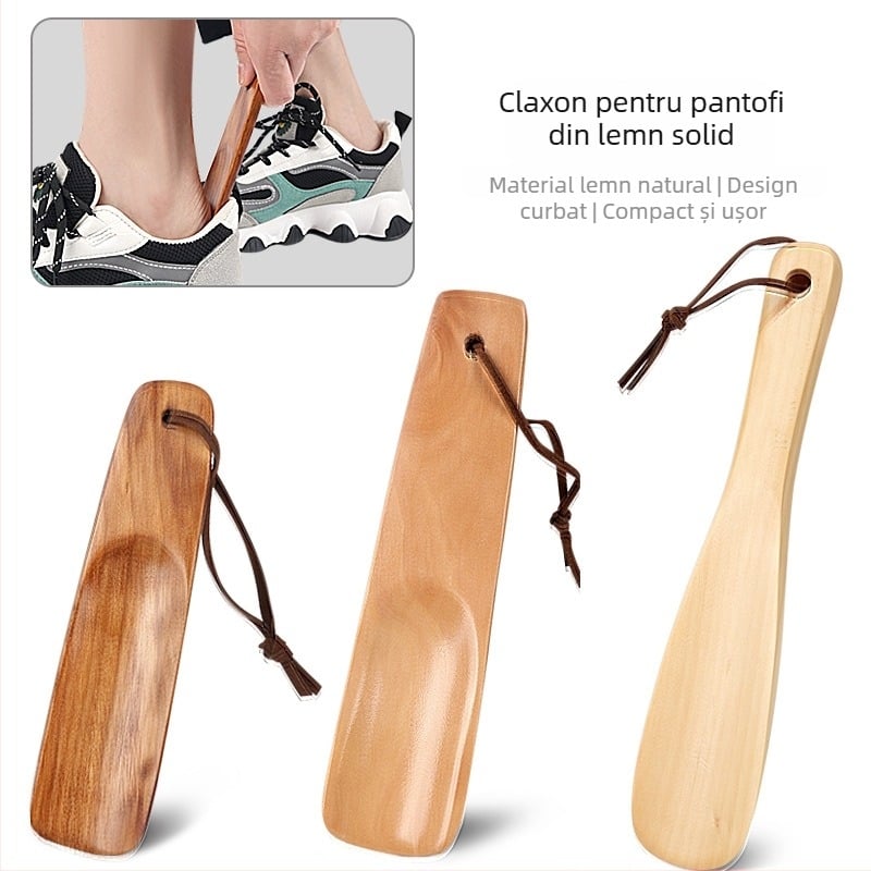 Solid Wood Shoehorn — Home Use, Lazy Shoe-Wearing Tool, Portable Travel Accessory (Model: Solid Wood Shoehorn; Style: Shoehorn; Dimensions: All yards; Suitable seasons: Summer, Winter, Spring, Autumn)