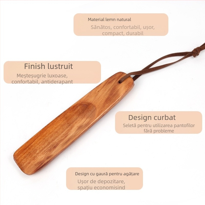 Solid Wood Shoehorn — Home Use, Lazy Shoe-Wearing Tool, Portable Travel Accessory (Model: Solid Wood Shoehorn; Style: Shoehorn; Dimensions: All yards; Suitable seasons: Summer, Winter, Spring, Autumn)