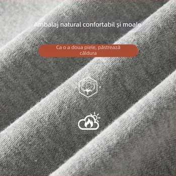 Pantaloni termici pentru bărbați din bumbac 100%, talie înaltă, iarnă, groși 220 g/m², strat simplu