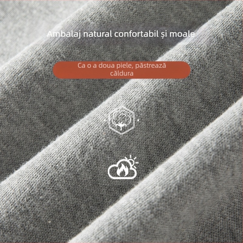 Pantaloni termici pentru bărbați din bumbac 100%, talie înaltă, iarnă, groși 220 g/m², strat simplu