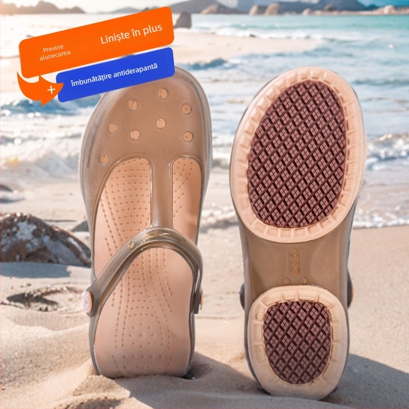 Papuci pentru femei, interior/exterior, antiderapante, talpă EVA și partea superioară EVA, respirante, grosime talpă 1.5–3.5 cm