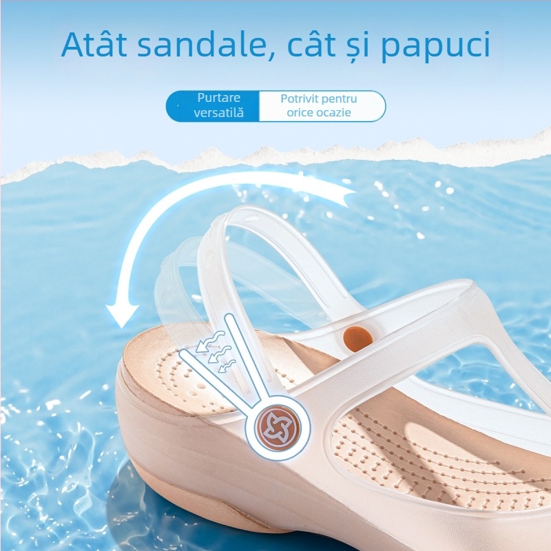 Papuci pentru femei, interior/exterior, antiderapante, talpă EVA și partea superioară EVA, respirante, grosime talpă 1.5–3.5 cm