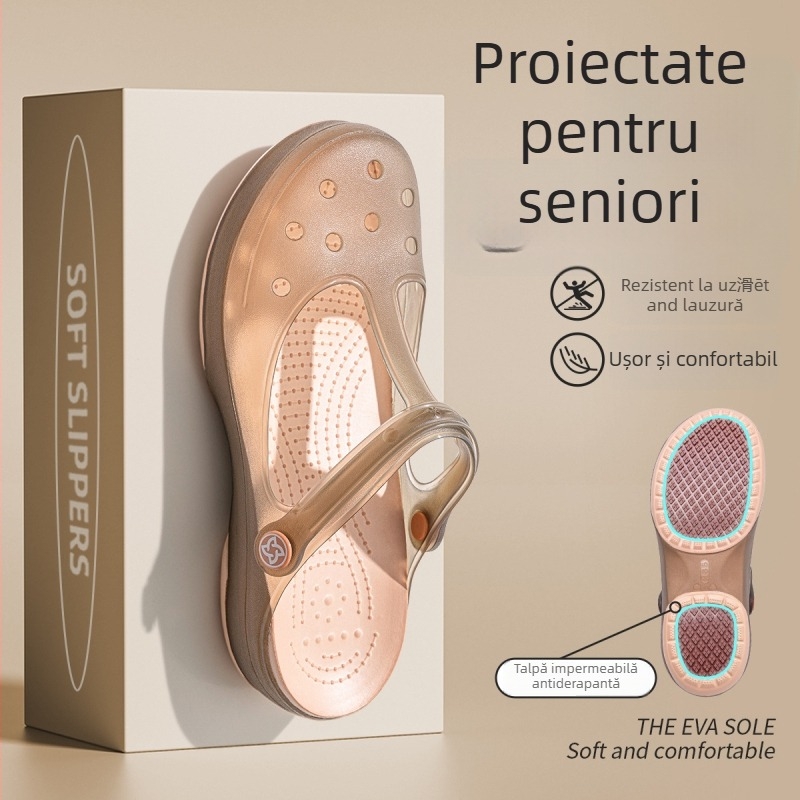 Papuci pentru femei, interior/exterior, antiderapante, talpă EVA și partea superioară EVA, respirante, grosime talpă 1.5–3.5 cm