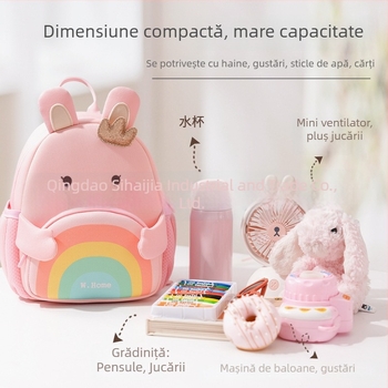 Rucsac pentru copii, pentru școală, respirabil, ultraușor, antibacterian, imprimeu animal; material: diving cloth; sistem de purtare cu bretele cu pernă de aer