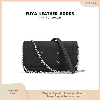 Geantă crossbody din piele PU, design subraț, formă orizontală pătrată, închidere cu lacăt, buzunar interior pentru telefon, curea single, lansare primăvara 2025