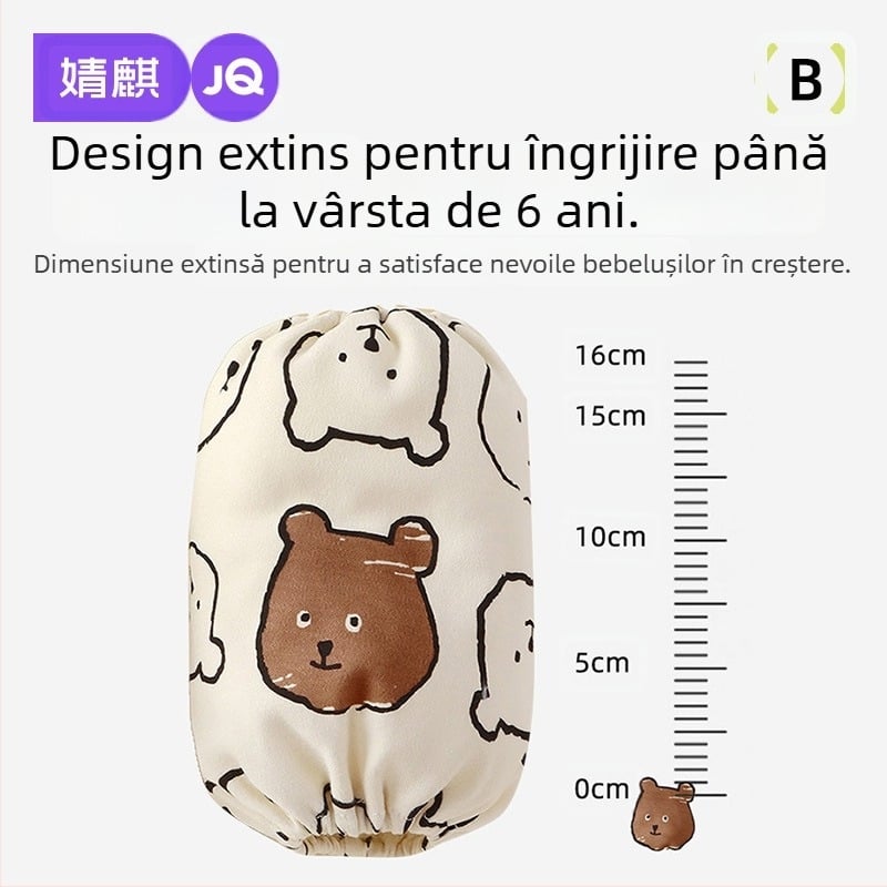 Manșete pentru bebeluși din bumbac 100% – model cartoon, anti-murdărire, pentru 1–3 ani, potrivite pentru toamnă/iarnă/primăvară
