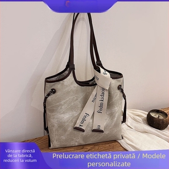 Geantă Tote pentru femei - PU, închidere cu fermoar, formă orizontală pătrată, buzunar interior cu fermoar, bretele de umăr duble