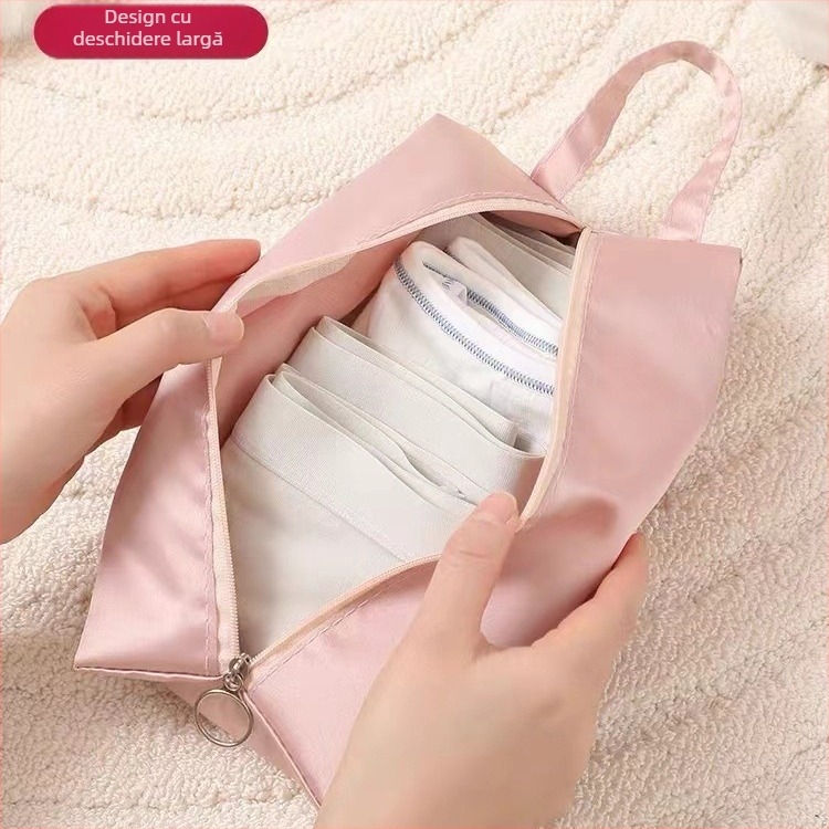 Organizator de călătorie pentru lenjerie și șosete, material satin, multifuncțional, stil geantă