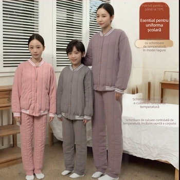 Jachetă termică pentru copii de iarnă, fără glugă, guler în V, unisex, 90% lână