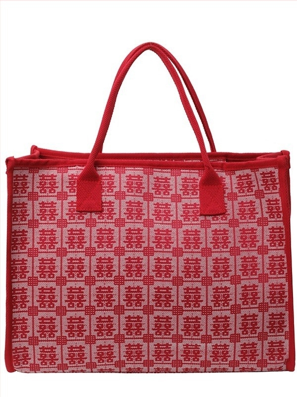 Geantă de nuntă din pânză, tote în stil literar-artist național, formă orizontală pătrată, închidere cu fermoar, buzunar interior cu fermoar