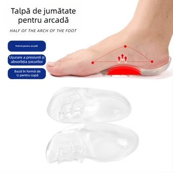 Tălpi ortopedice pentru platfus - talpă de jumătate cu sprijin pentru arc, pentru adulți, unisex, compatibile cu adidași, pantofi din piele, botine și încălțăminte din țesătură