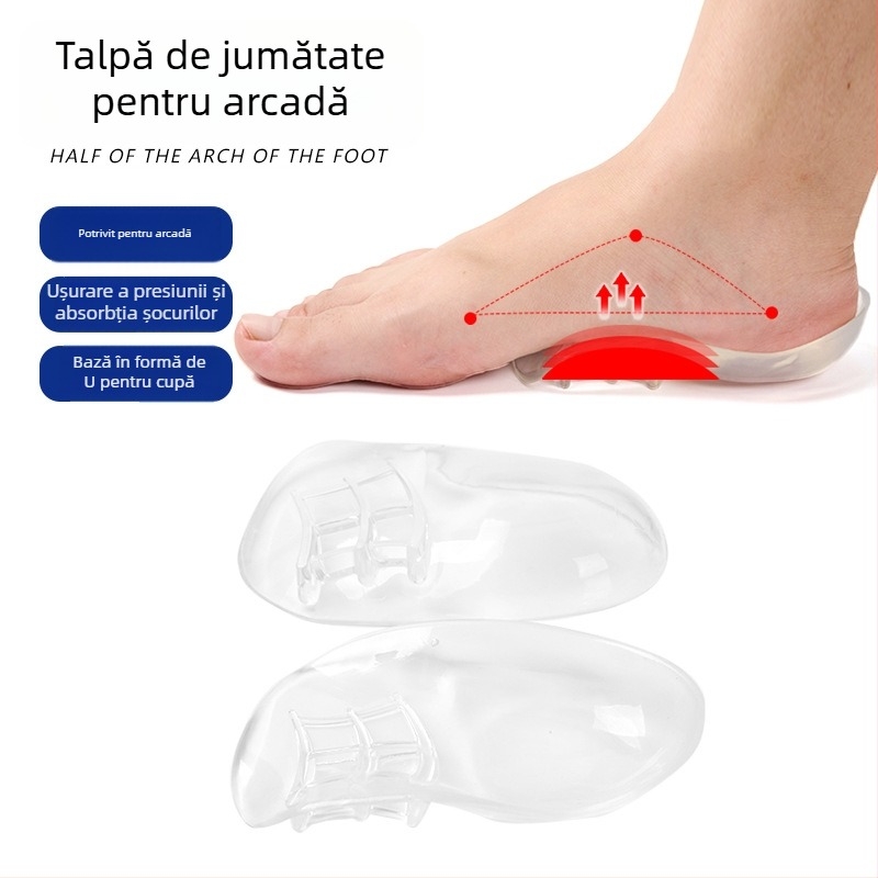 Tălpi ortopedice pentru platfus - talpă de jumătate cu sprijin pentru arc, pentru adulți, unisex, compatibile cu adidași, pantofi din piele, botine și încălțăminte din țesătură