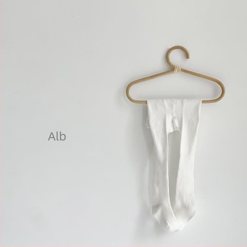 Colanți pentru fete din bumbac, cu două ace, respirabili, uni, primăvară-toamnă