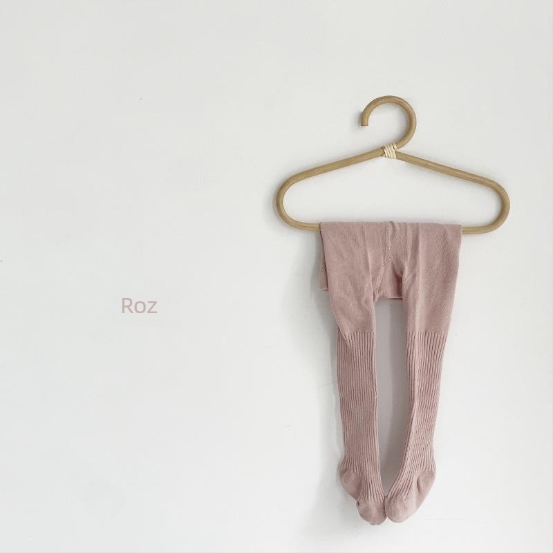 Colanți pentru fete din bumbac, cu două ace, respirabili, uni, primăvară-toamnă