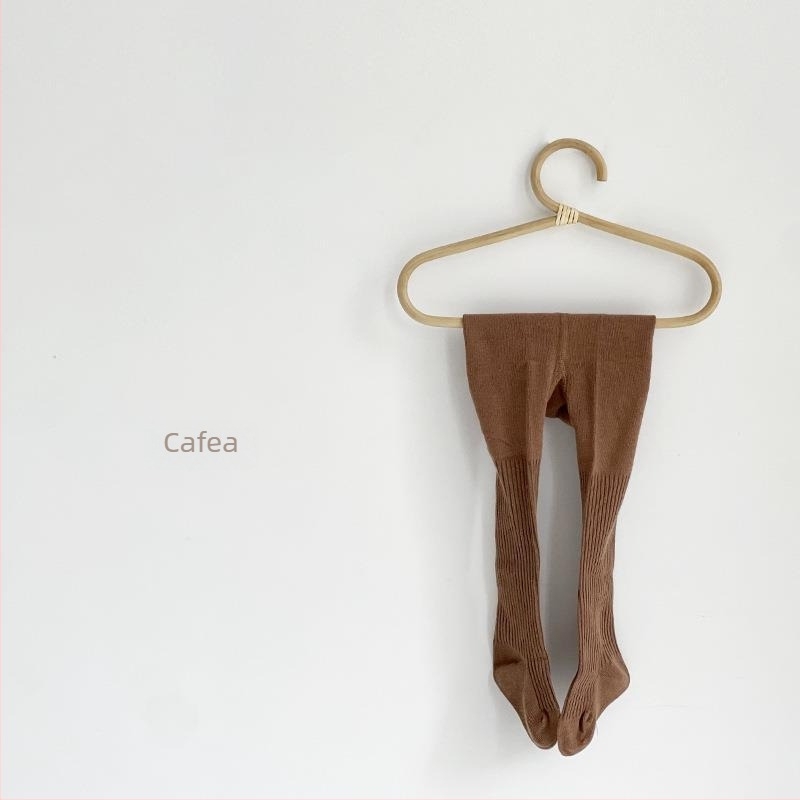 Colanți pentru fete din bumbac, cu două ace, respirabili, uni, primăvară-toamnă