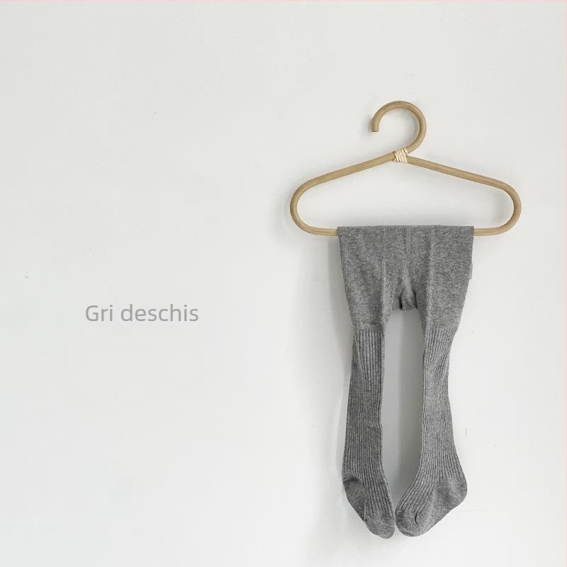 Colanți pentru fete din bumbac, cu două ace, respirabili, uni, primăvară-toamnă