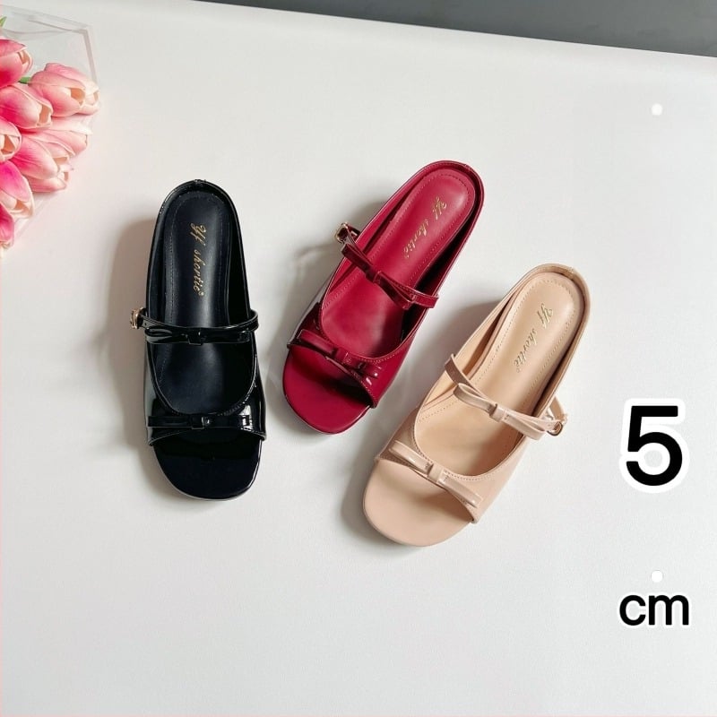 Sandale dama cu toc wedge de 5 cm, funda, vârf deschis, stil coreean, talpă din cauciuc, căptușeală din lână de oaie, primăvara 2025