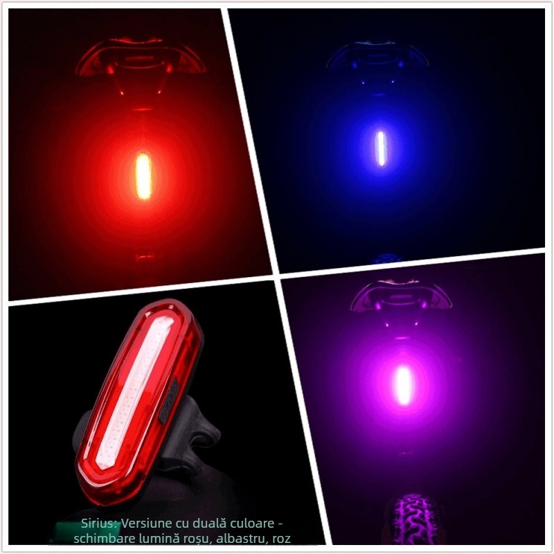 Lumină LED pentru spatele bicicletei – încărcabilă pentru plimbări nocturne, semnalizare pentru bicicletele de munte