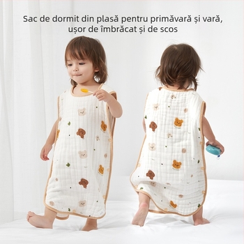 Soft Yun Sac de dormit pentru bebeluți fără mâneci, din bumbac muselină, vară ușor, anti-kick