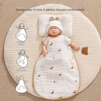 Soft Yun Sac de dormit pentru bebeluți fără mâneci, din bumbac muselină, vară ușor, anti-kick