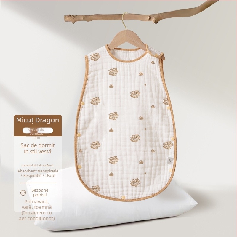 Soft Yun Sac de dormit pentru bebeluți fără mâneci, din bumbac muselină, vară ușor, anti-kick