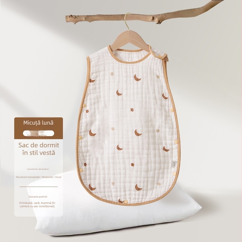 Soft Yun Sac de dormit pentru bebeluți fără mâneci, din bumbac muselină, vară ușor, anti-kick