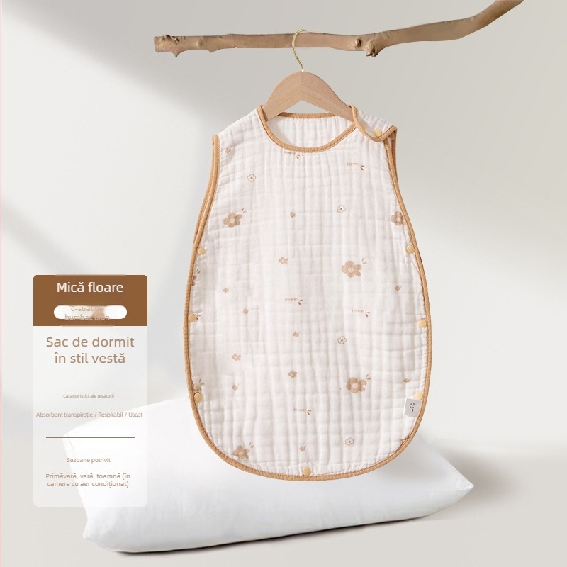 Soft Yun Sac de dormit pentru bebeluți fără mâneci, din bumbac muselină, vară ușor, anti-kick