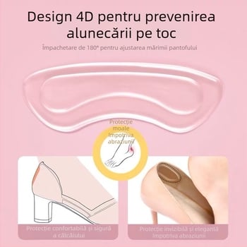 Lipici pentru călcâi 4D, transparent – pernă antiuzură pentru încălțăminte, potrivit pentru pantofi sport, din piele, cizme, sandale, încălțăminte casual și de lucru, pentru toate anotimpurile