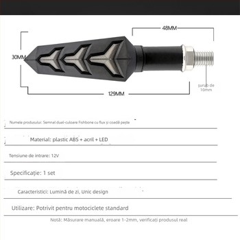 Lampă LED în formă de os de pește pentru vehicule 12V, compatibil universal, IP67 impermeabil, durată de viață 50.000 de ore