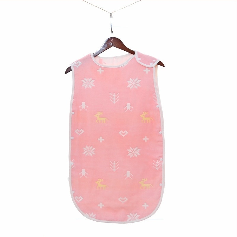 Sac de dormit pentru bebeluși, cu țesătură din bumbac 100% în 6 straturi și vestă anti- lovire – 100% bumbac, ușor