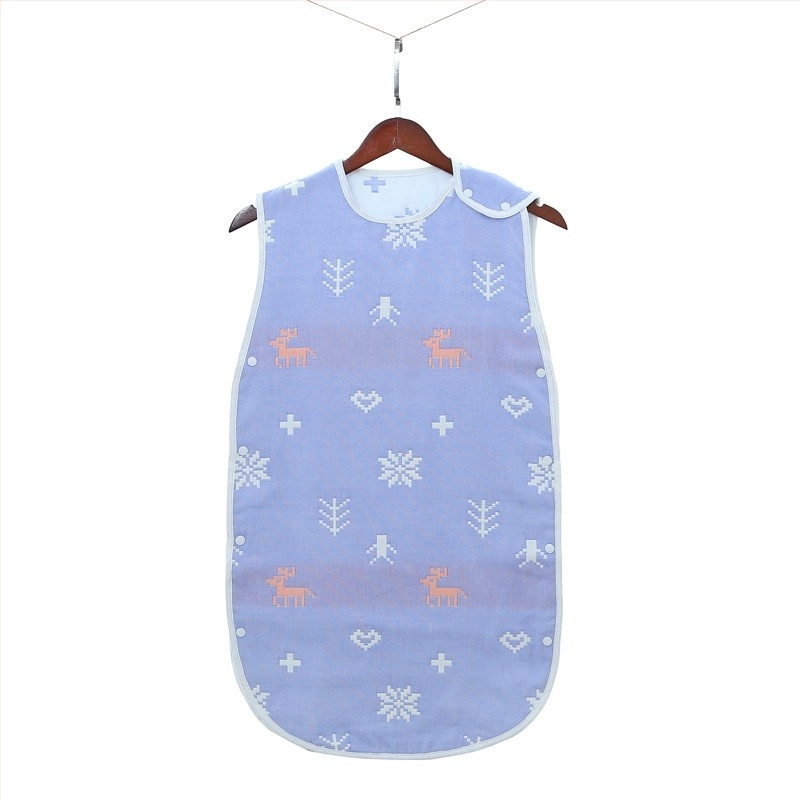 Sac de dormit pentru bebeluși, cu țesătură din bumbac 100% în 6 straturi și vestă anti- lovire – 100% bumbac, ușor