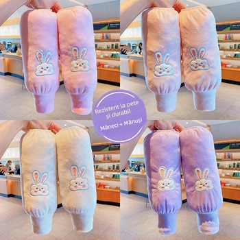 Manșete de copii din velur – calde, toamnă/iarnă, stil desen animat, gravură în relief, lungime medie