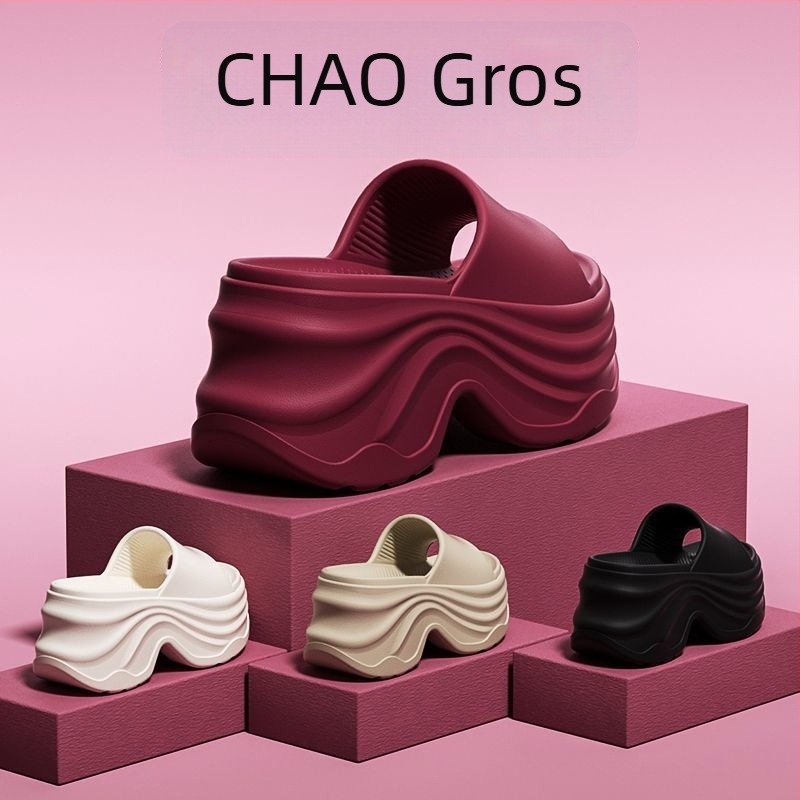 Sandale flip-flop pentru femei, talpă de 8 cm, toc tip wedge 3–6 cm, EVA partea superioară, interiorul și talpa, stil casual de vară