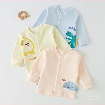 Top de bebeluș cu mânecă lungă, 100% bumbac, unisex, îmbrăcăminte de casă pentru nou-născuți, primăvară–toamnă.