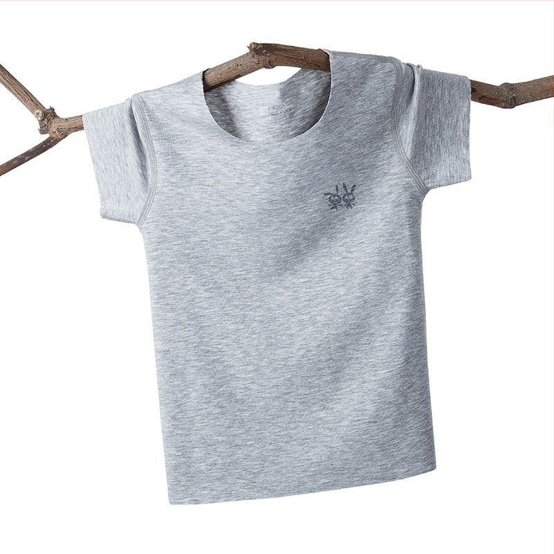 Tricou pentru copii unisex cu mâneci scurte, amestec Modal-bumbac, guler rotund, atingere moale, vară, pentru copii 3-8 ani