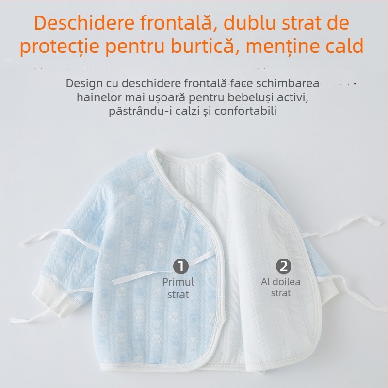 Set din două piese, în stil kimono, pentru nou-născuți și sugari – toamnă/iarnă, 100% bumbac