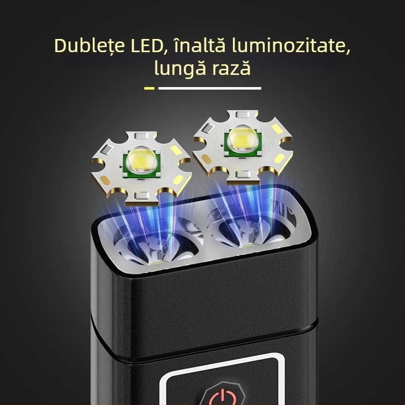 Lumină LED pentru camping și muncă, încărcare Type-C, alimentare manuală, 20W, baterie polimer încorporată, rază peste 500 m