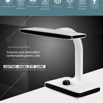 Lampă de birou DP663 cu încărcare USB, reglaj lumină rece/căldură și intensitate, baterie litiu încorporată, CRI ≥ 90, lampă de studiu cu protecție pentru ochi