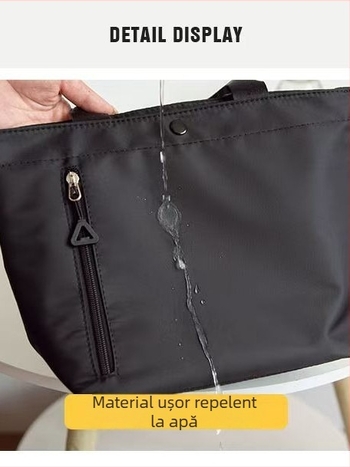 Geantă din Oxford, în stil urban simplu, formă orizontal pătrată, închidere cu fermoar, buzunar interior cu fermoar și bretele duble