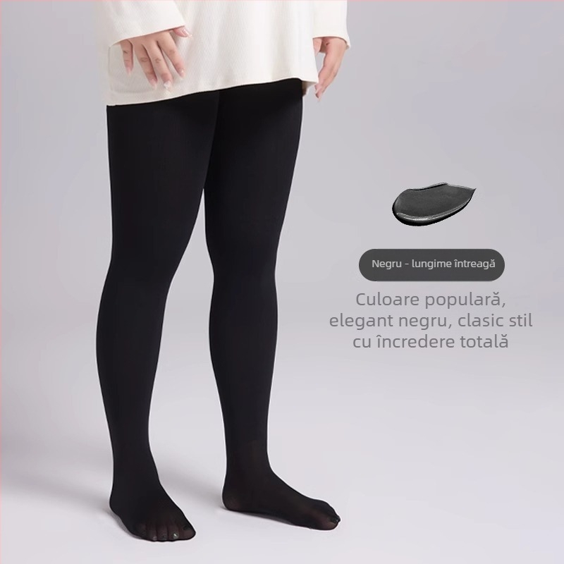 Colanți din catifea cu căptușeală fleece, model solid, grosime medie
