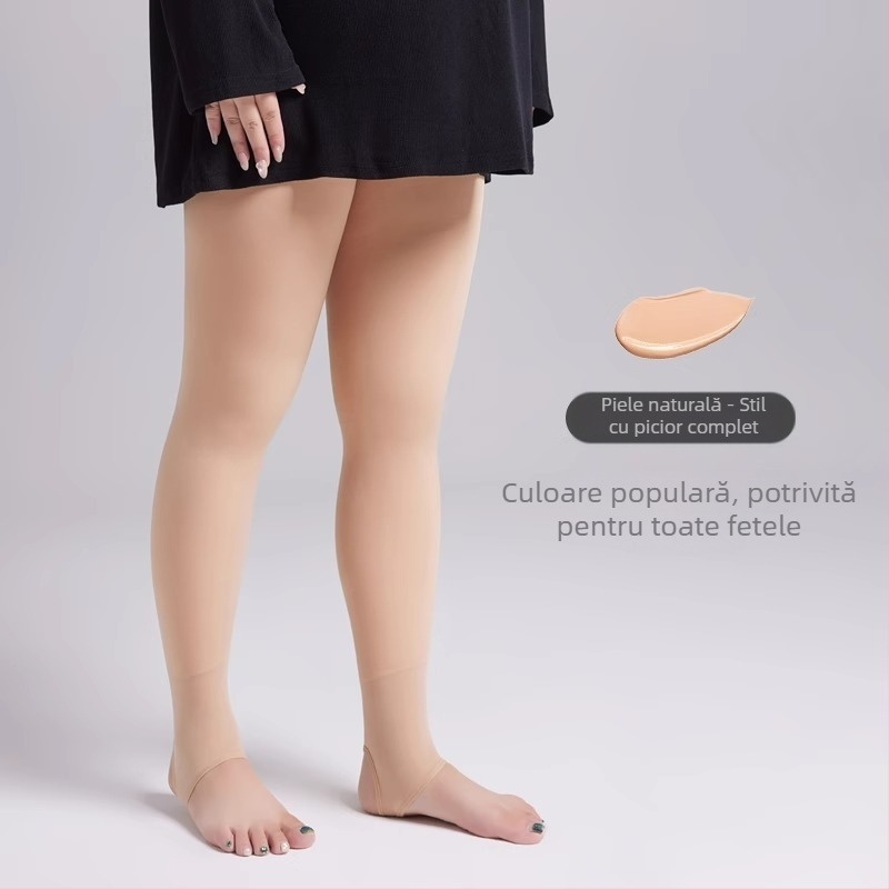 Colanți din catifea cu căptușeală fleece, model solid, grosime medie