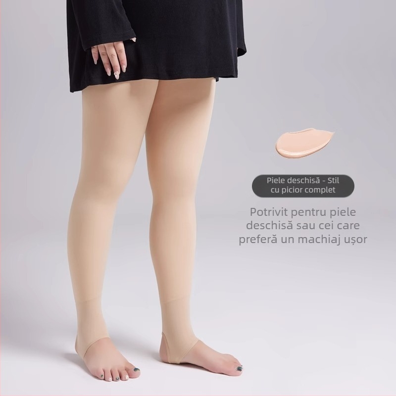 Colanți din catifea cu căptușeală fleece, model solid, grosime medie