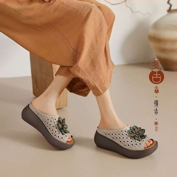 Papuci de vară pentru femei, tip I, vârf în formă de pește, partea superioară din piele artificială, căptușeală PU, talpă din spumă de cauciuc, stil vintage