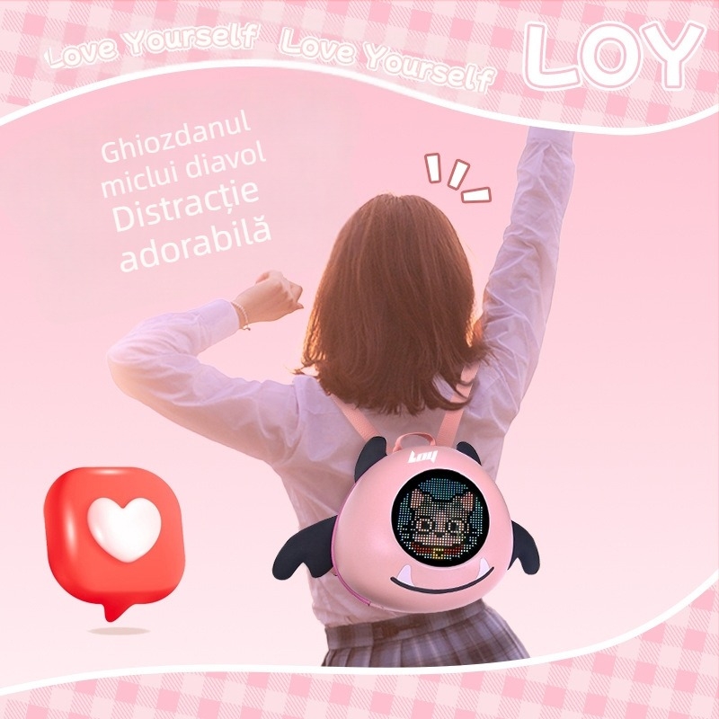 Ghiozdan pentru copii Little Devil, ABS+PC, capacitate sub 20L, impermeabil și rezistent la uzură, închidere cu fermoar, bretele duble