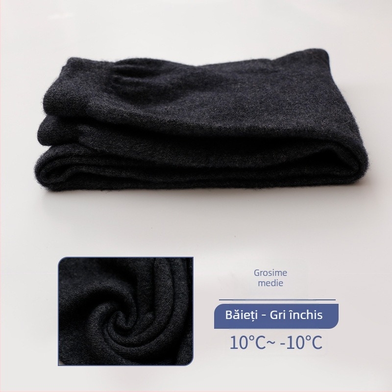 Pantaloni de lână pentru copii, 60% lână, talie înaltă cu elastic, deschidere în zona cracului, potriviți pentru toamnă și iarnă